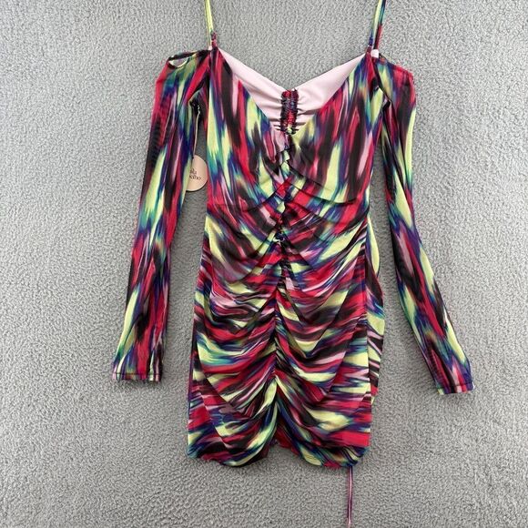 Camila Coelho Vivian Mini Dress Blue Hallucinogen Size Medium NEW - Picture 6 of 16